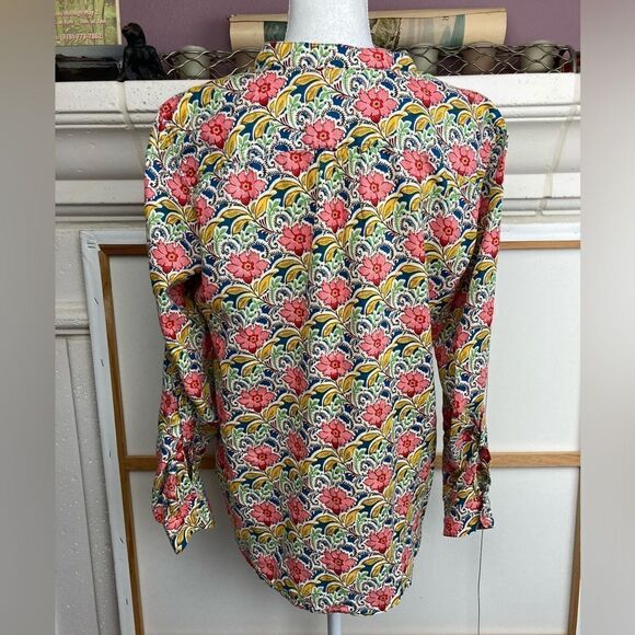 Talbots NWOT English floral cotton tunic w/ convertible sleeves long to elbow - Picture 3 of 9